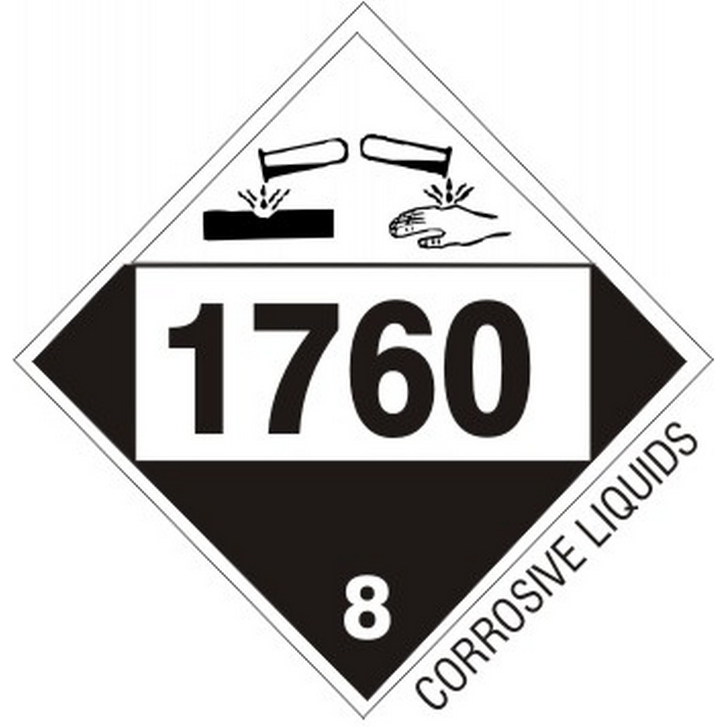 Safehouse Signs DOT-17604 1760 Corrosive Liquids - Class 8 Placard, 10.75, Adhesive Vinyl