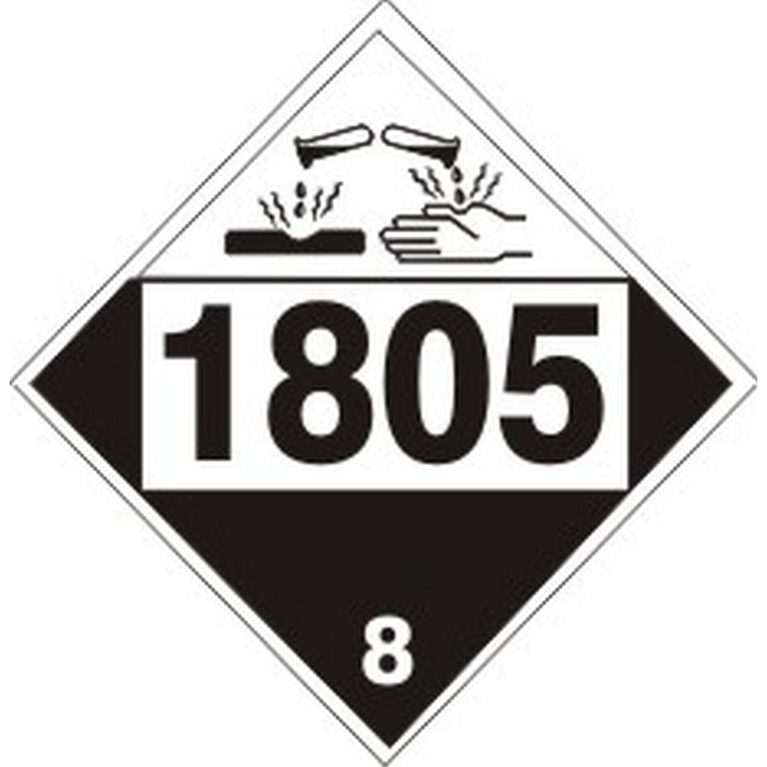 Safehouse Signs DOT-18054 1805 Phosphoric Acid - Class 8 Placard, 10.75, Adhesive Vinyl