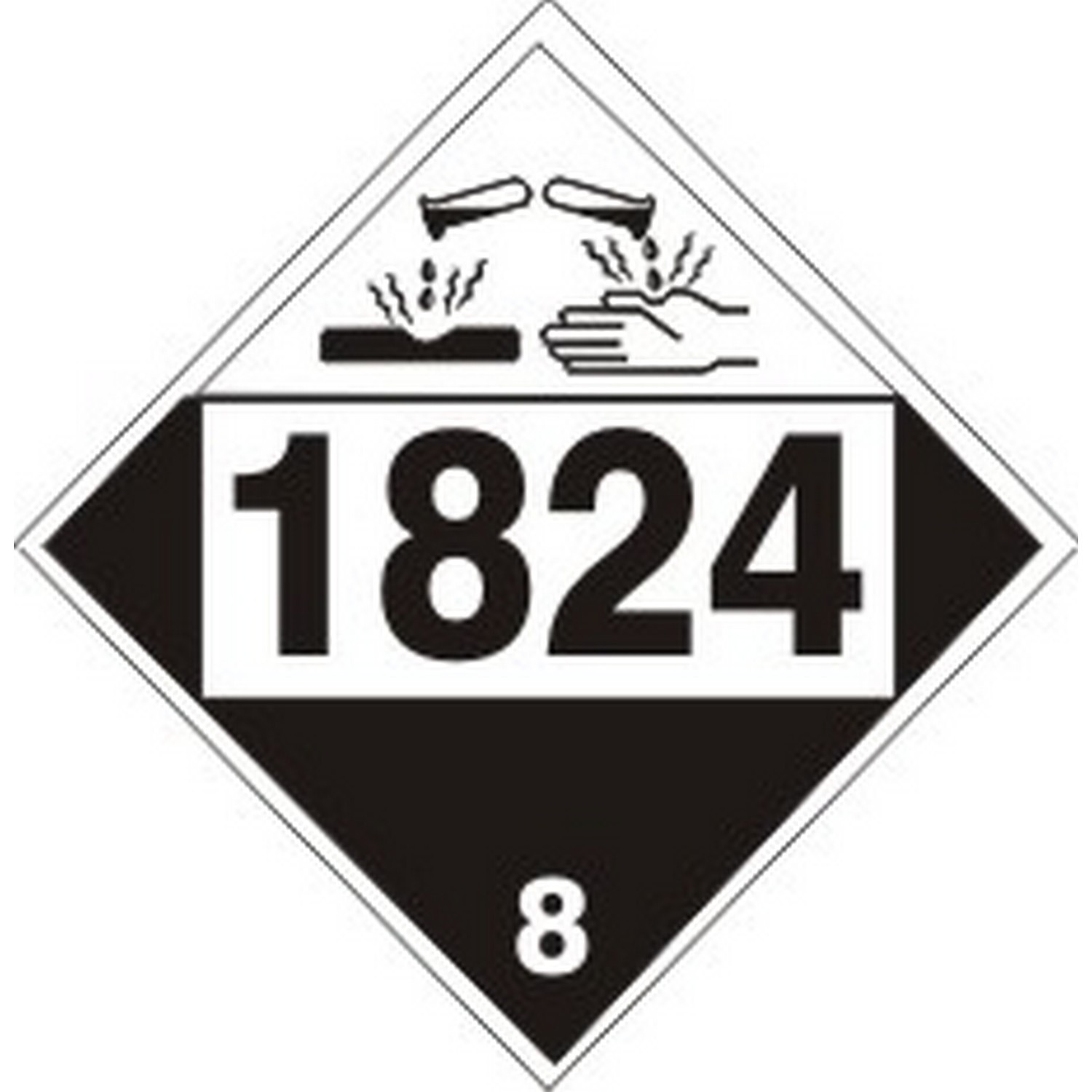 Safehouse Signs DOT-18249 1824 Sodium Hydroxide Solution - Class 8 Placard, 10.75, Rigid Vinyl