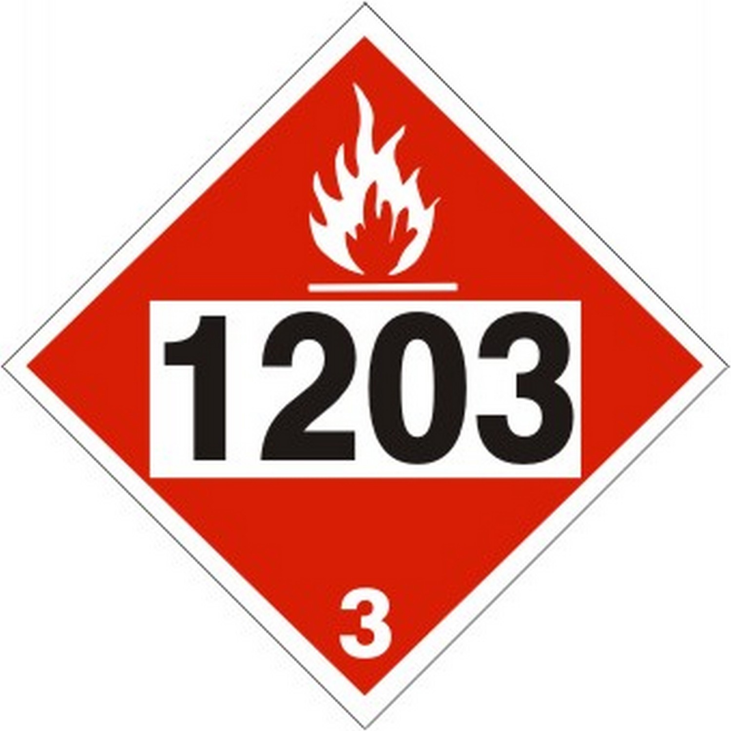 Safehouse Signs DOT-96744 1203 Gasoline, Gasohol, Petrol - Class 3 Placard, 10.75, Adhesive Vinyl