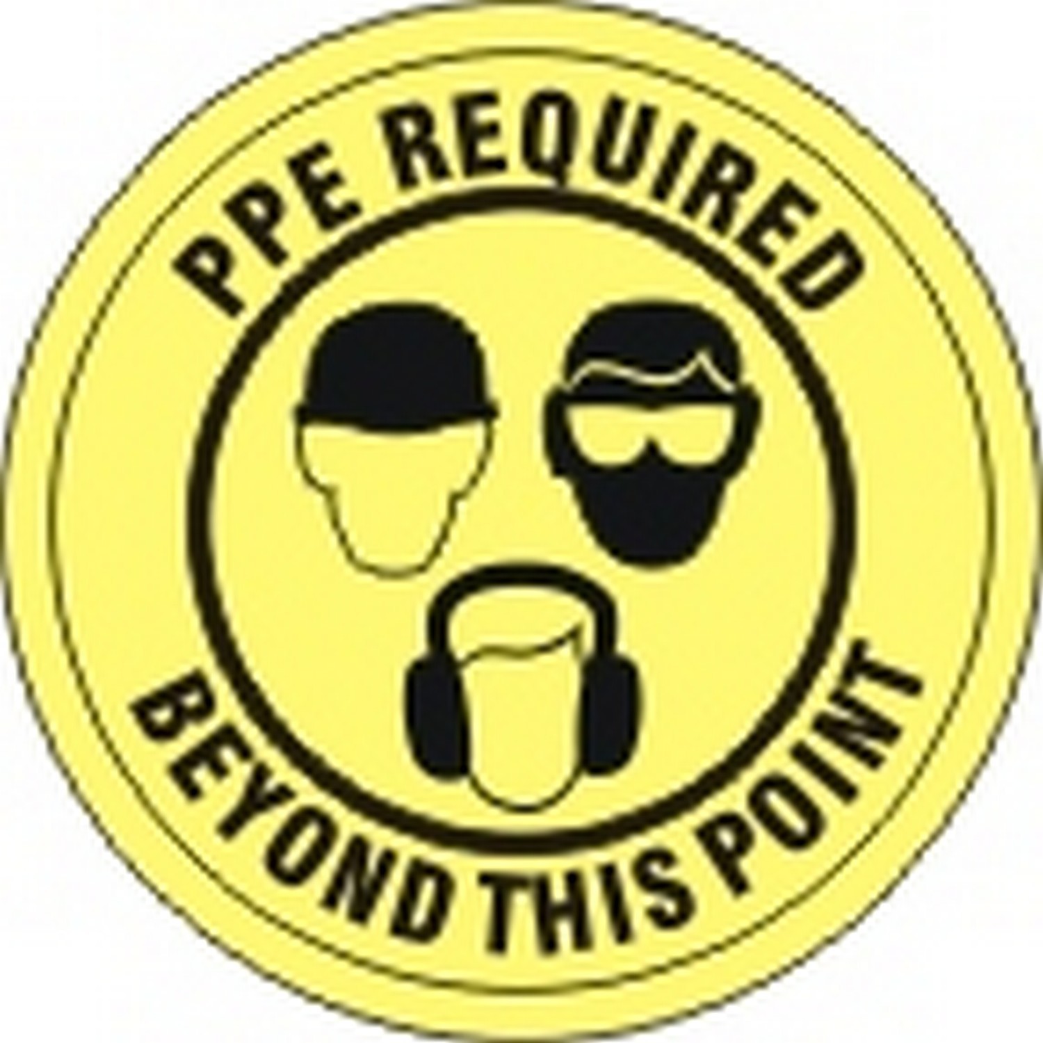Safehouse Signs FD-46 Ppe Required Beyond This Point With Three Worker Heads Pictos Floor Decal, 17, Anti-Slip