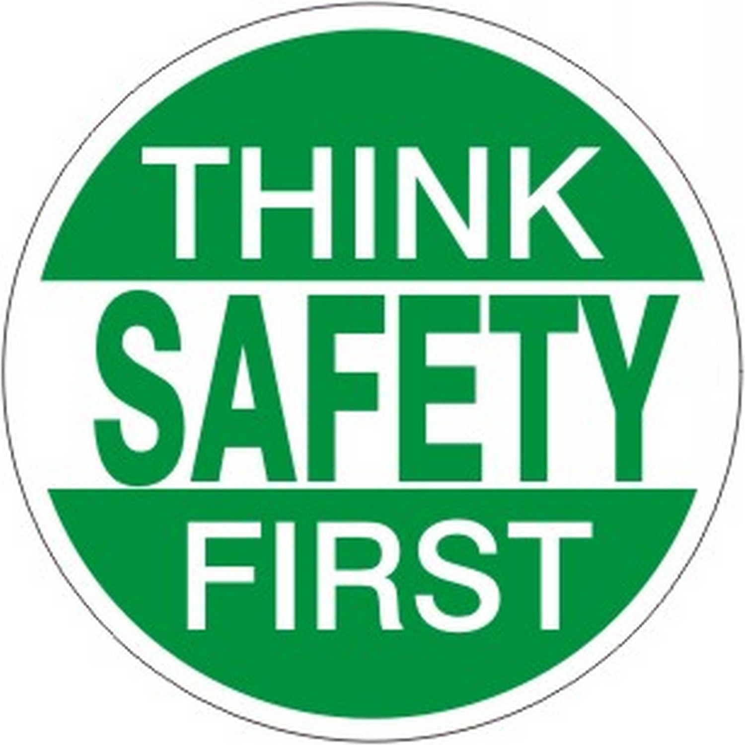 Safehouse Signs HM-14 Think Safety First Wht/Grn - Helmet / Hard Hat Markers, 2X2, Adhesive Vinyl