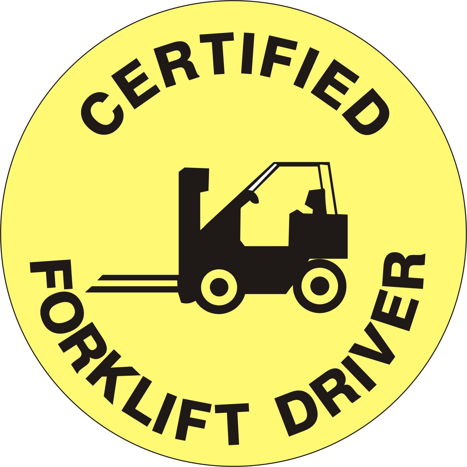 Safehouse Signs HM-96 Certified Forklift Driver With Forklift Picto - Helmet / Hard Hat Markers, 2X2, Adhesive Vinyl