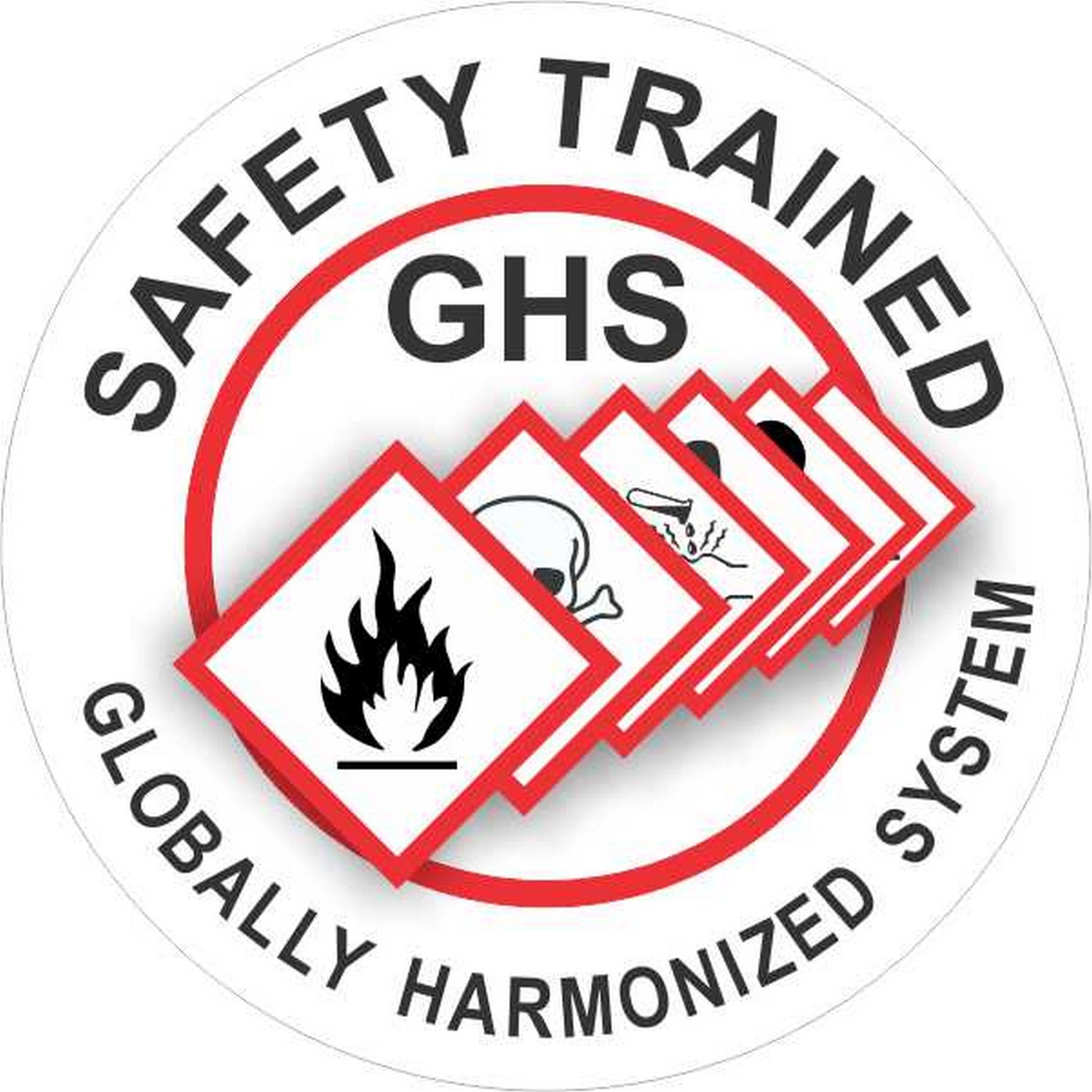 Safehouse Signs HM-GHS Ghs Safety Trained - Helmet / Hard Hat Markers, 2X2, Adhesive Vinyl
