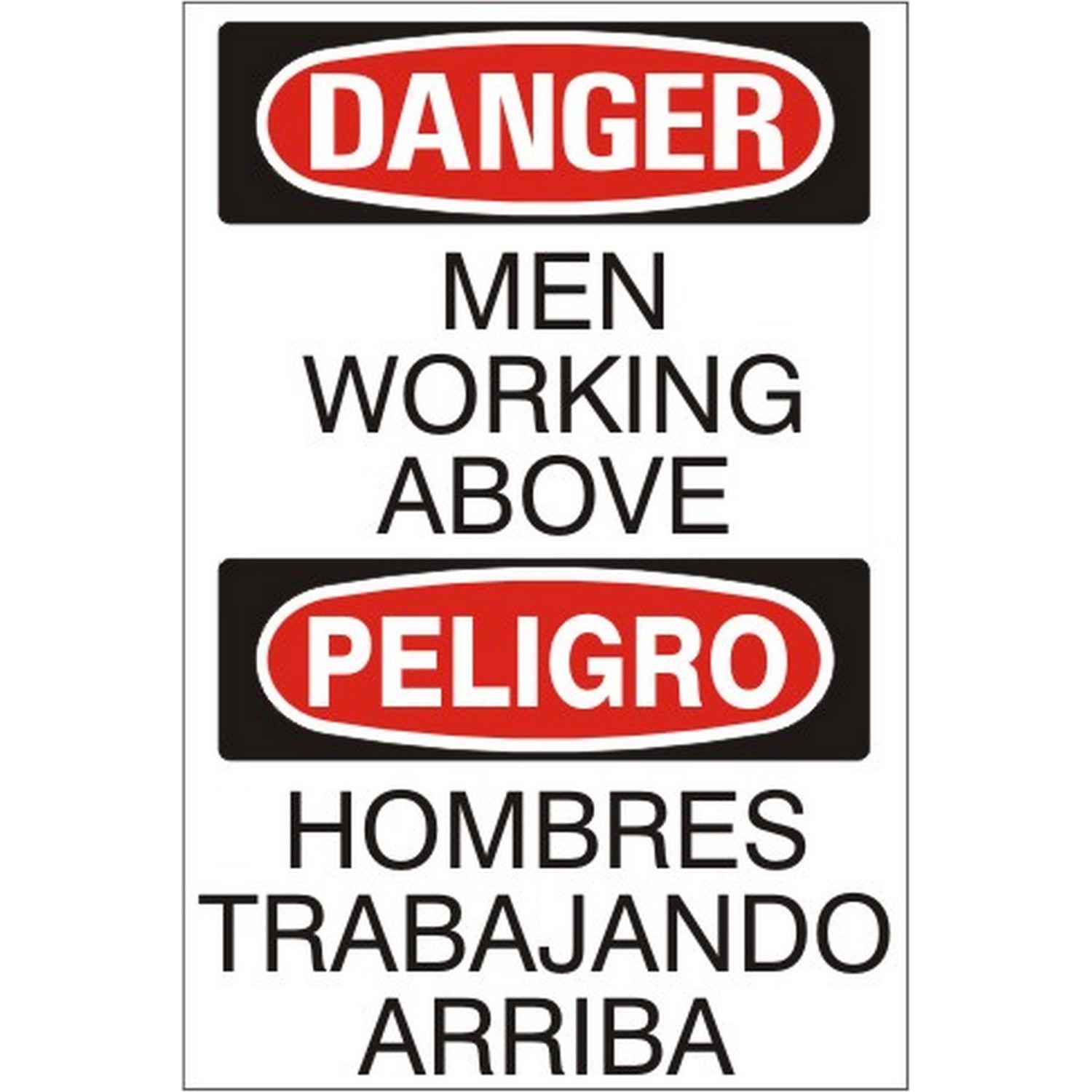 Safehouse Signs M-992543 Men Working Above Peligro Hombres Trabajando Arriba - Danger Sign, 14X20, Plastic (.040)