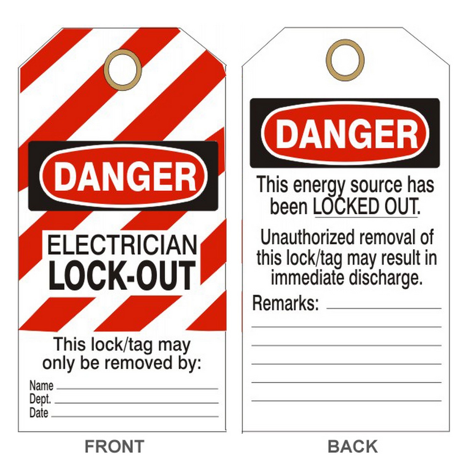 Safehouse Signs VT-184 Danger Electrician Lockout Tag, 6X3, Rigid Vinyl