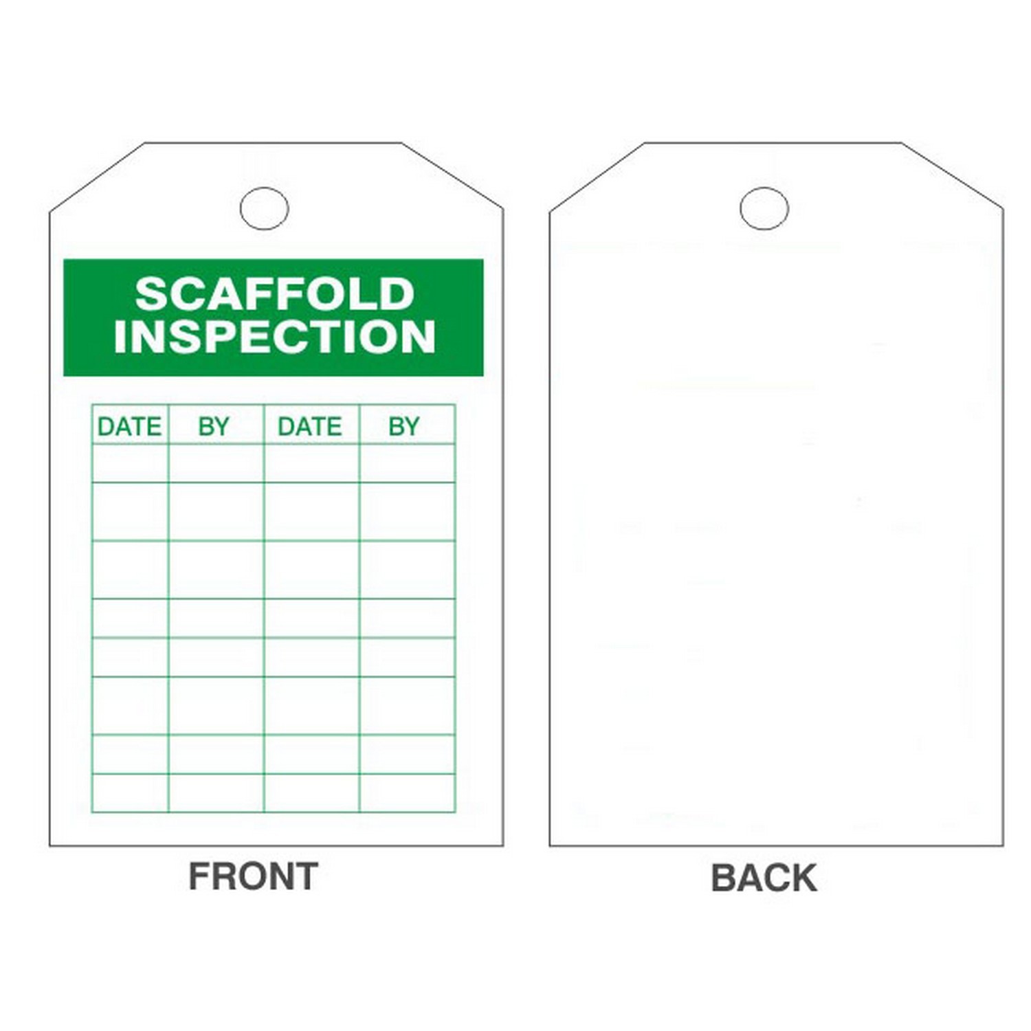 Safehouse Signs VT-422 Scaffold Inspection Tags, 6X3, Rigid Vinyl