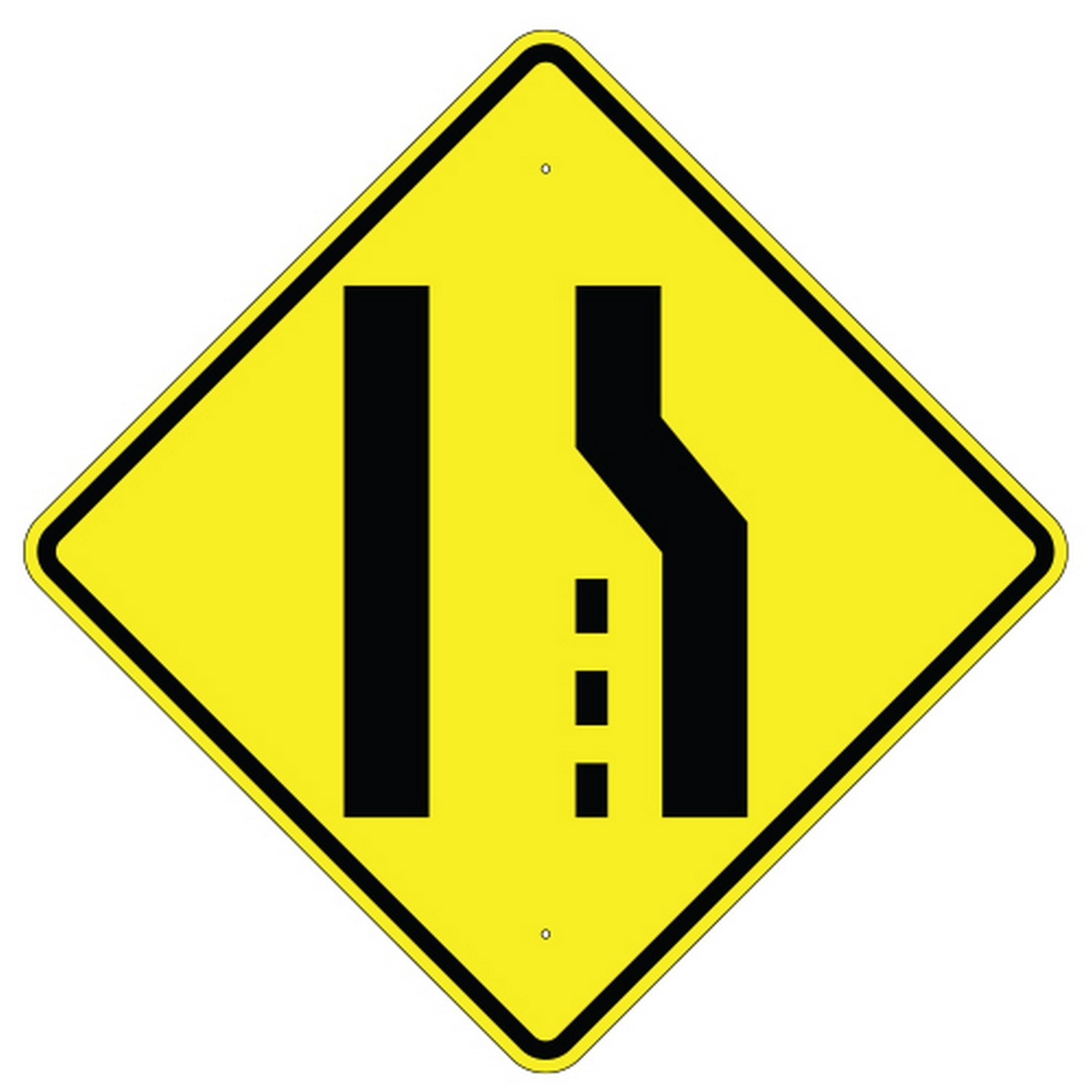 Safehouse Signs W4-2LHIA27 Left Lane Ends Symbol - Warning Traffic Sign , 36, Aluminum (.080) Hip Reflective