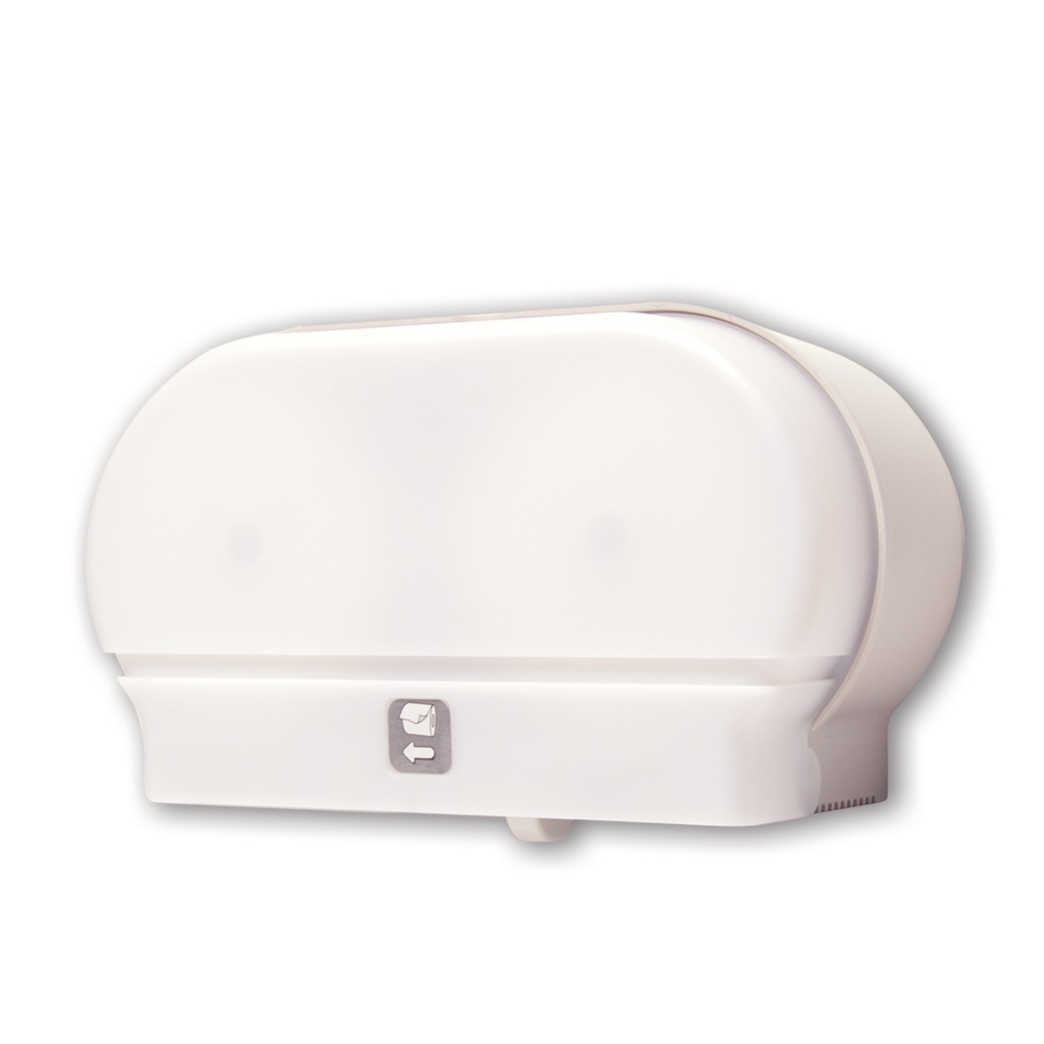Palmer RD0321-03G Mini-Twin Micro Core Tissue Dispenser White Translucent