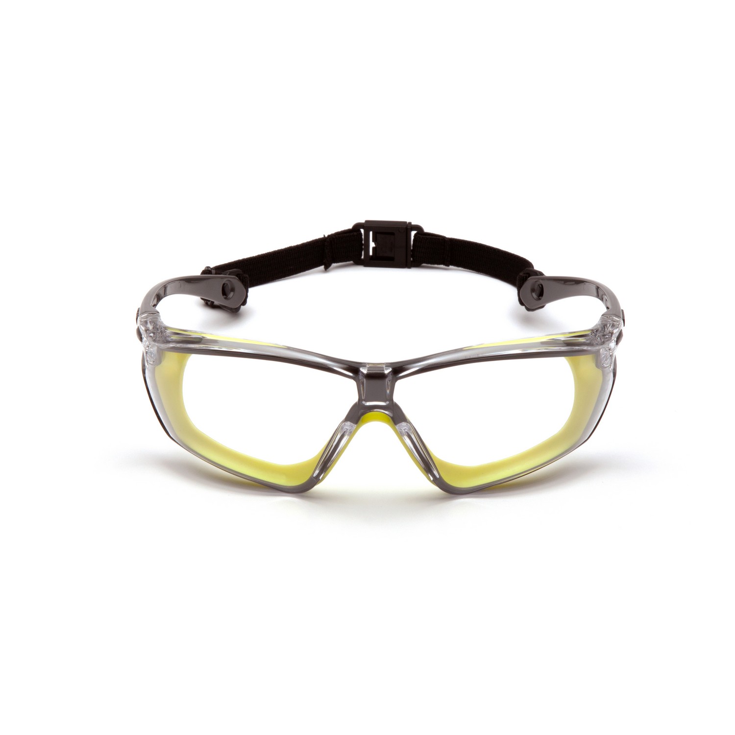 Pyramex SGL10610DT Crossovr Clear H2X Anti-Fog Lens with Gray and Lime Frame Glasses Safety Glasses