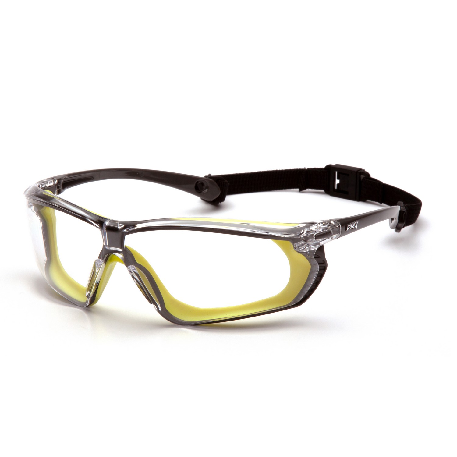 Pyramex SGL10610DT Crossovr Clear H2X Anti-Fog Lens with Gray and Lime Frame Glasses Safety Glasses