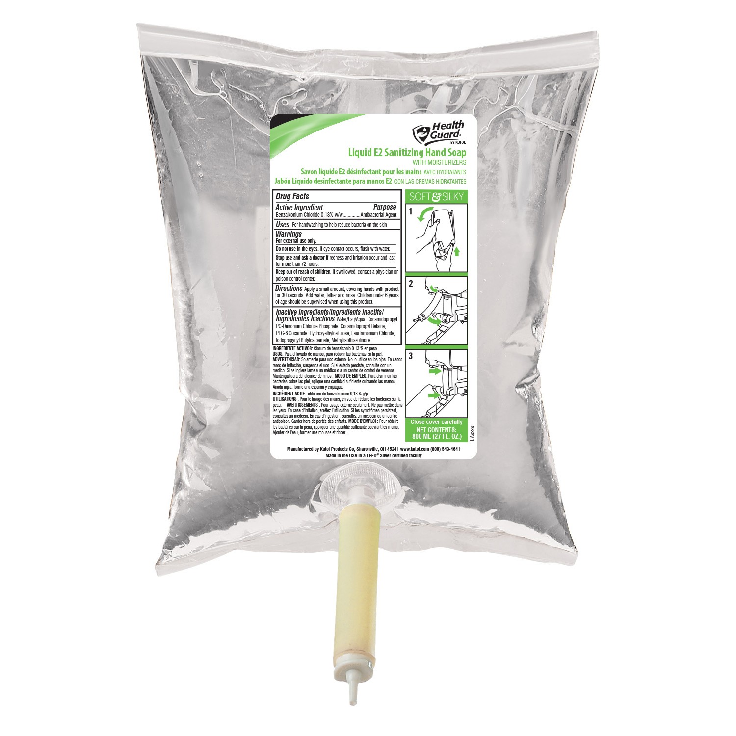 Liquid E2 Sanitizing Hand Soap, 12/Case