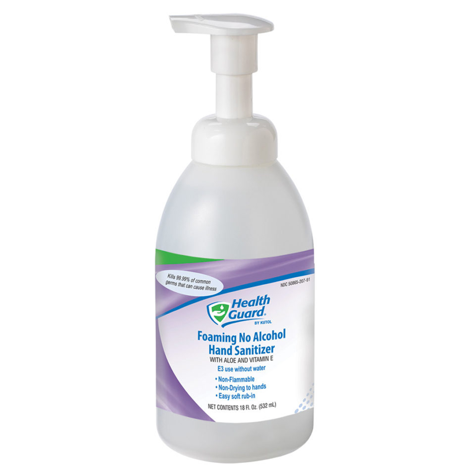 Kutol 68291 Foaming No Alcohol Hand Sanitizer Pump Bottle, 6/Case