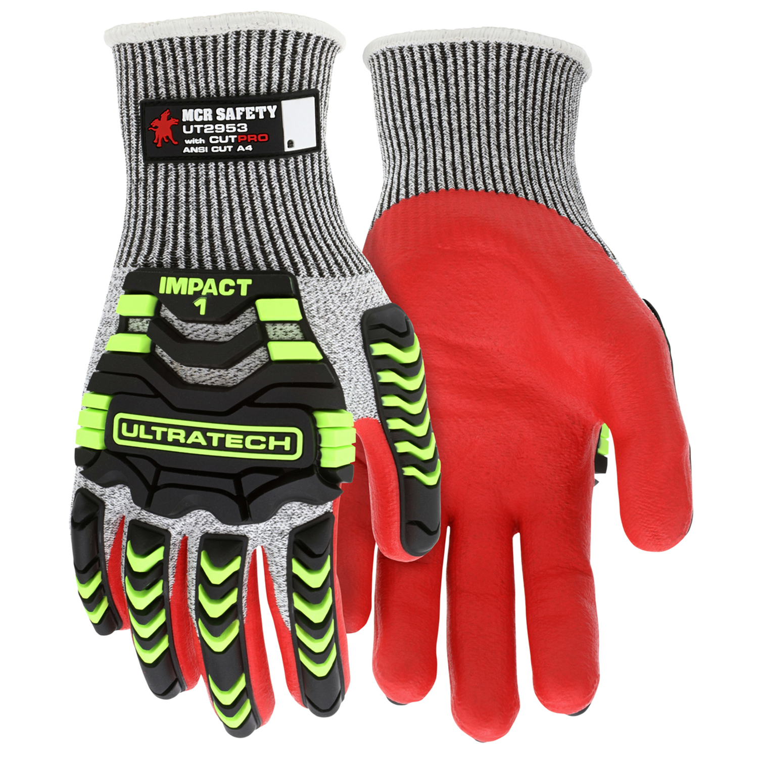 MCR Safety UT2953 UltraTech Multi-Task Knit Gloves - Padded Synthetic Leather Palm - TPR Padded Back