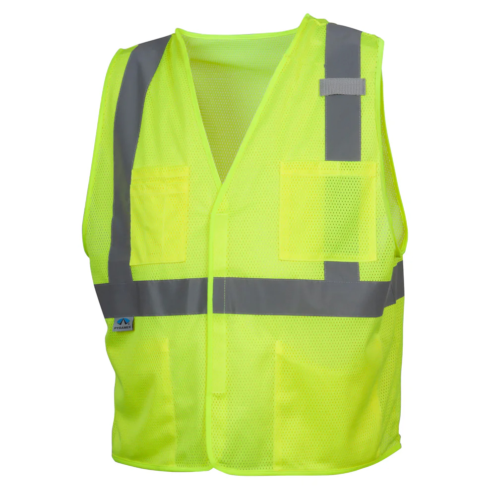 Pyramex Safety RVHL2010 Safety Vest - Type R Class 2 Hi-Vis Lime
