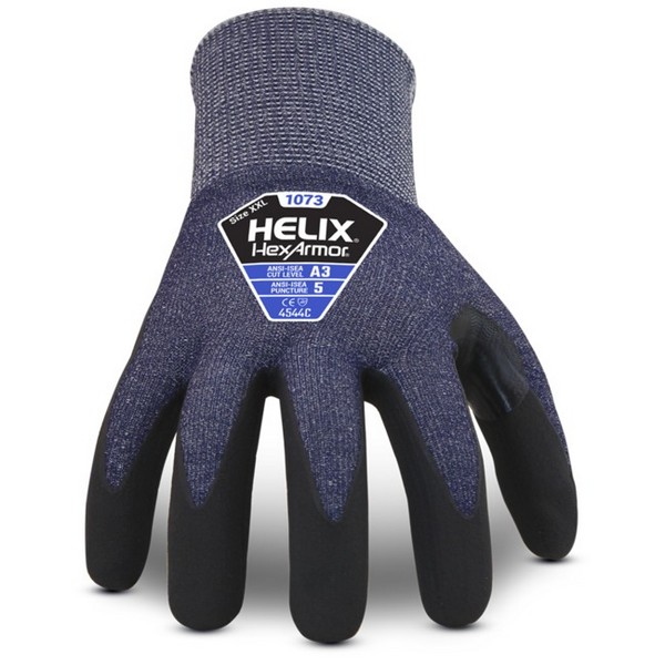 HexArmor 1073 Helix Mid Cut HPPE Blend With Foam Nitrile Dip, Cut Level A3 Glove