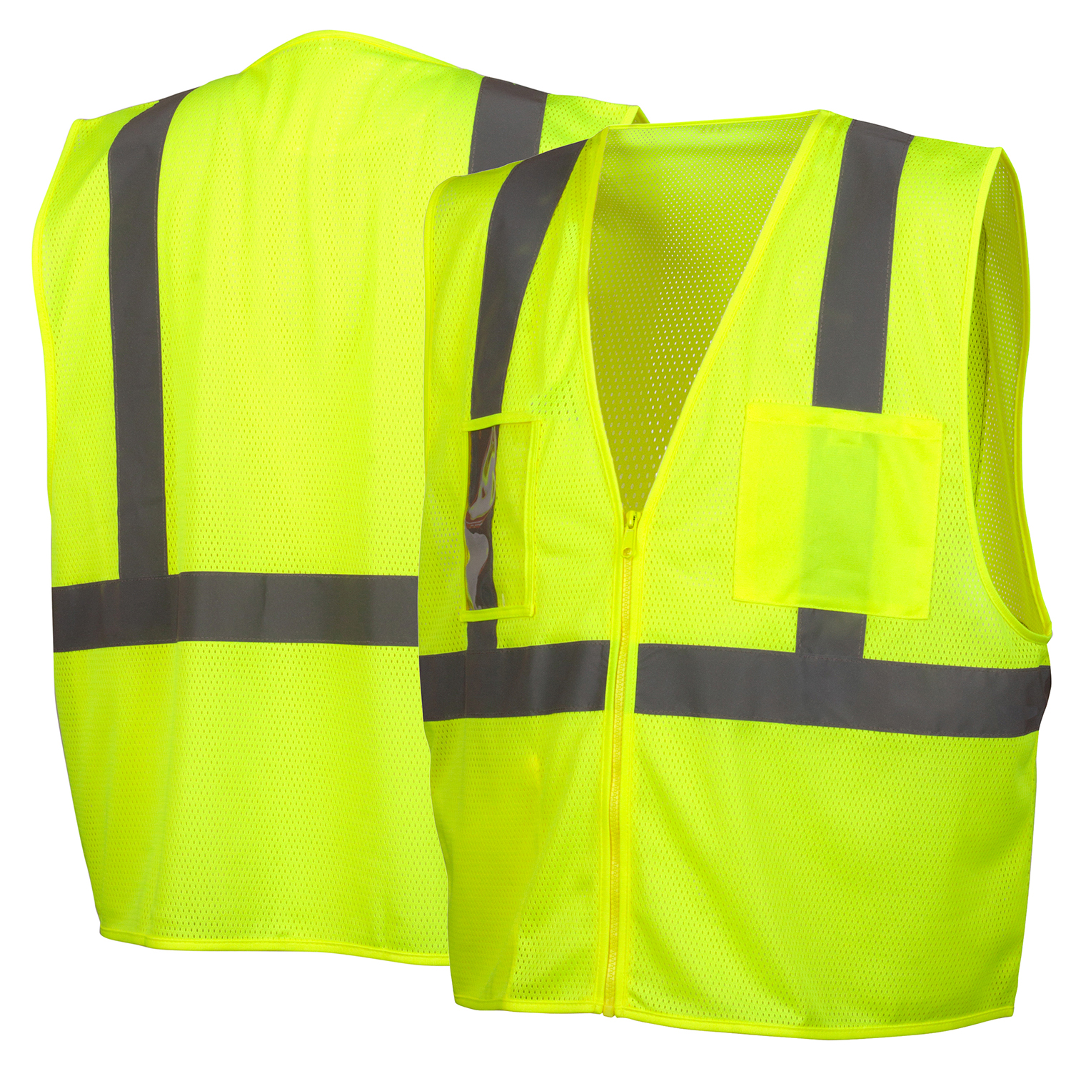 Pyramex PYRRVZ2110CP Class 2 Economy Vest With Clear Pocket, Lime
