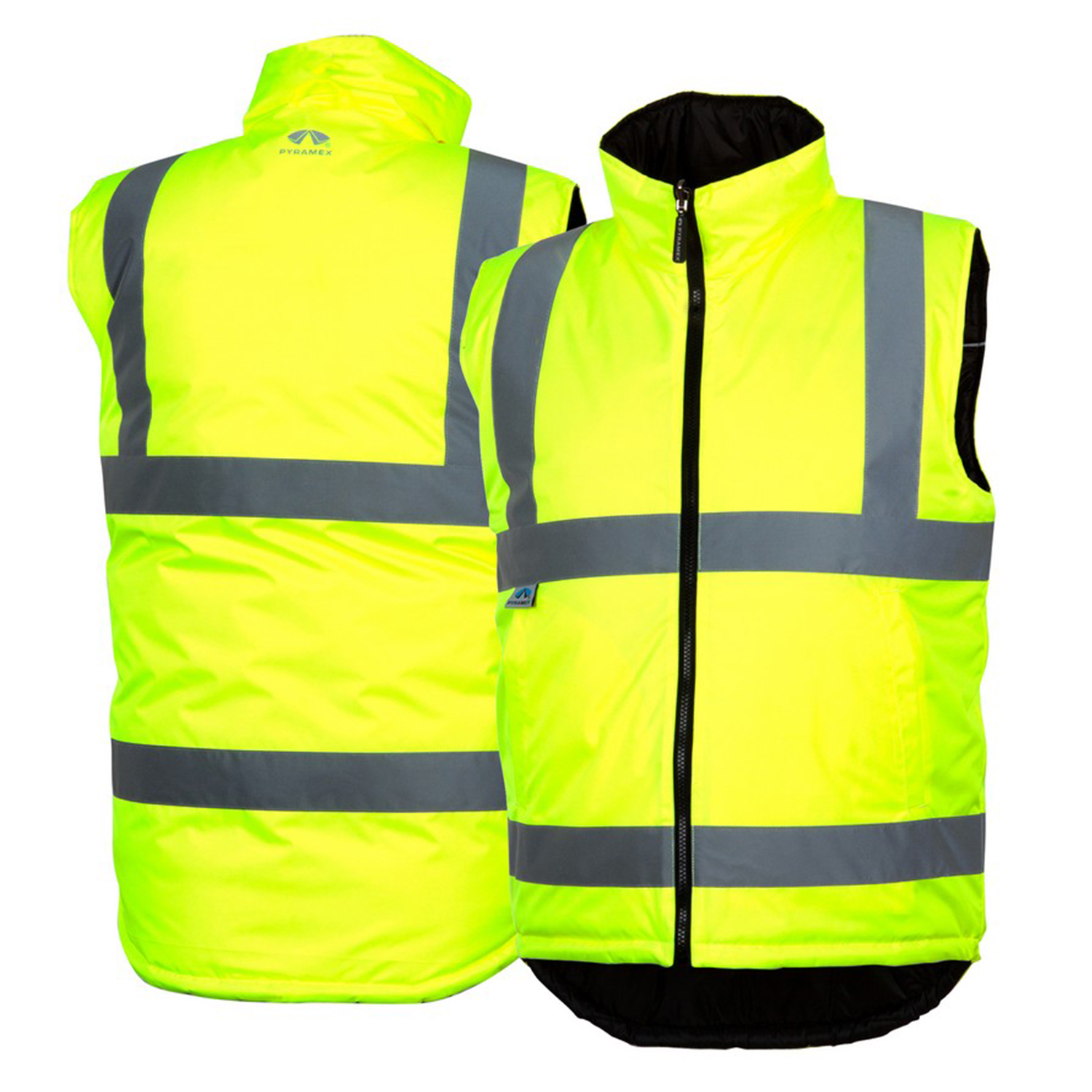 Pyramex PYRRWVZ4510 Class 2 Reversible Insulated Winter Vest, Hi-Vis Lime