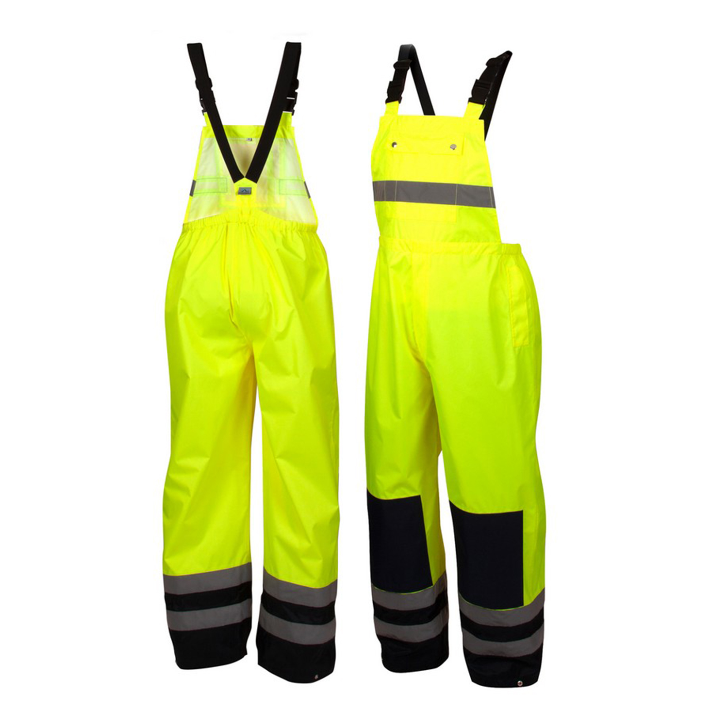 Pyramex PYRRRWB3110S Premium Hi-Vis Rainwear Bib Pants, Hi-Vis Lime