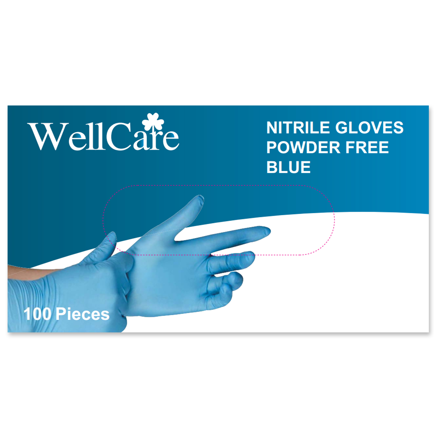 WellCare WNGBL50 Powder Free Blue Disposable Nitrile Gloves