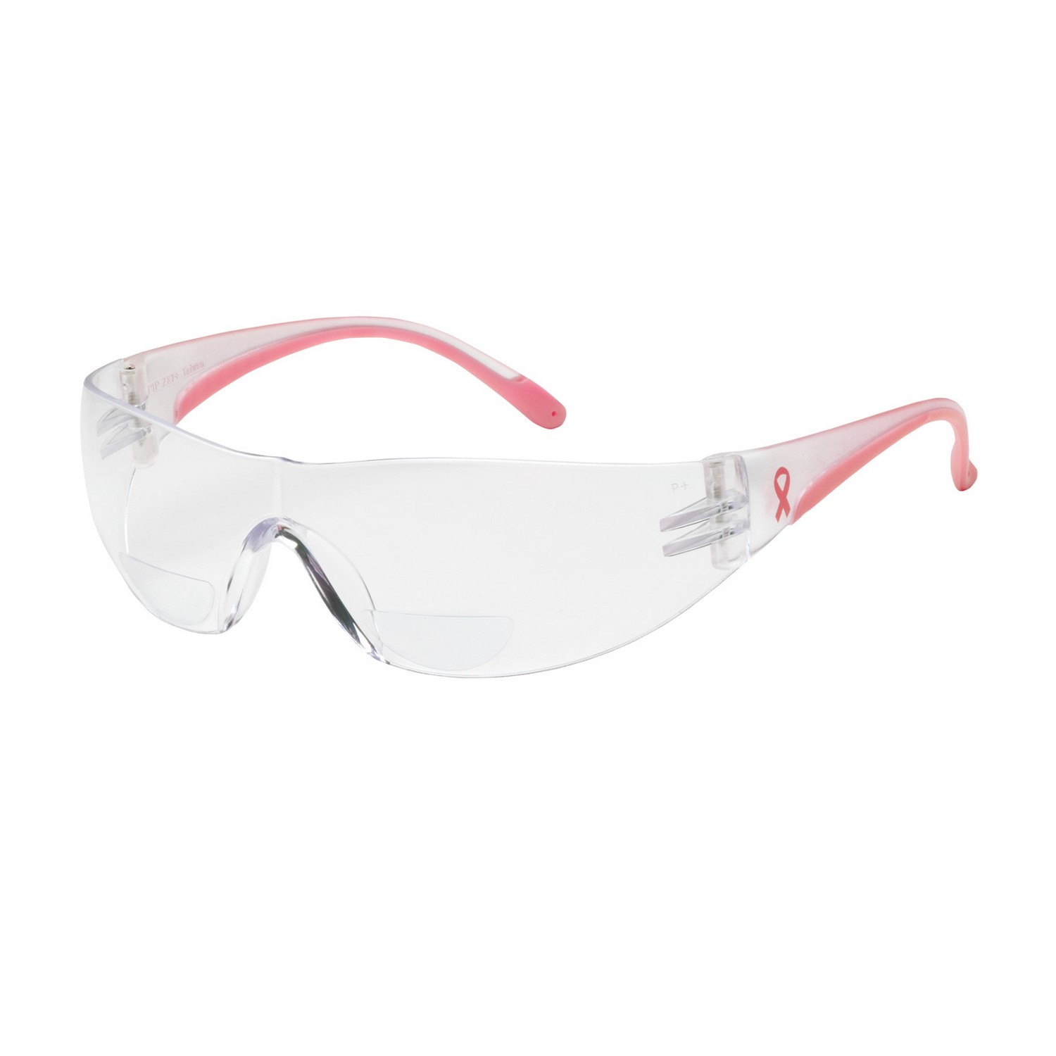 PIP 250-12-0300 Lady Eva Rimless Safety Readers with Clear / Pink Temple, Clear Lens and Anti-Scratch Coating - +3.00 Diopter