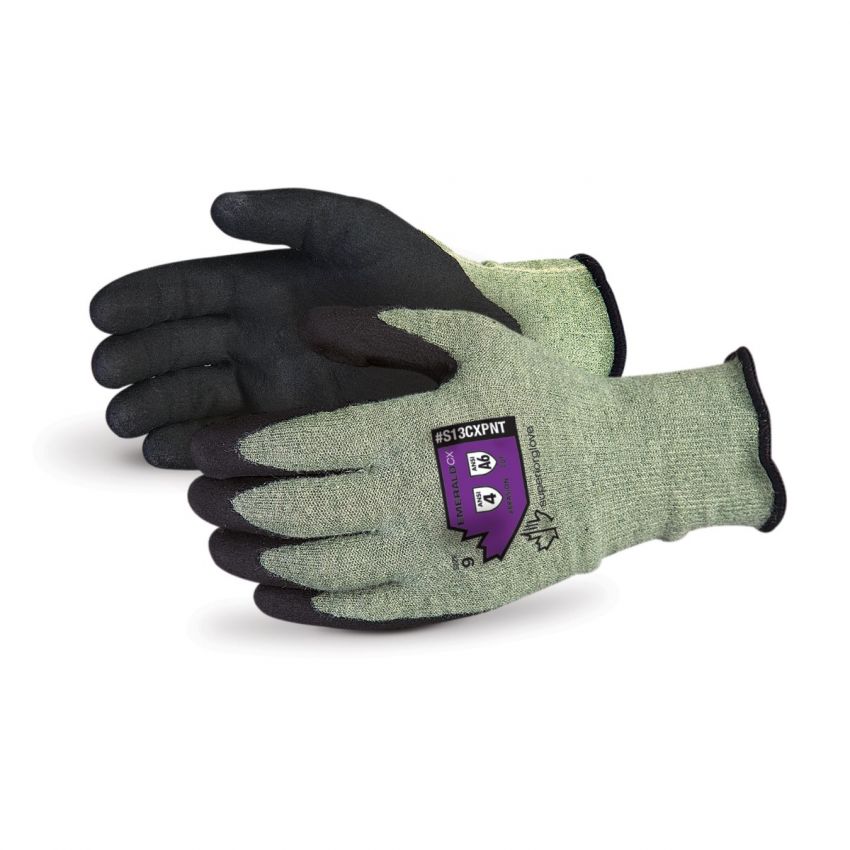 Superior Glove S13CXPNT Emerald CX Glove, 13ga Blended Kevlar/Steel, Micropore Nitrile Palm, ANSI Cut Level A6