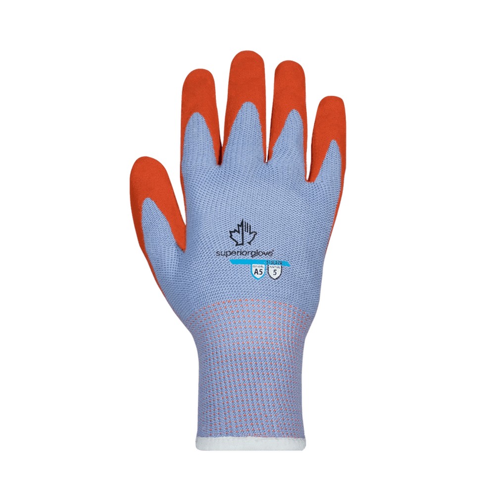 Superior Glove S10LXPB Dexterity Glove, Cotton/Poly, Hi-Viz Latex with Punkban Puncture & Cut Palm, ANSI A5 Cut, Puncture A5