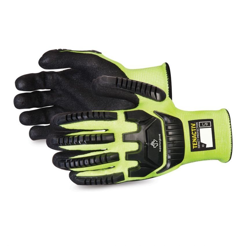 Superior Glove STAGYPNVB TenActiv Glove, Hi-Viz High Perfromance Fibers, Micropore Nitrile Palm, TPR Back, ANSI A5 / Puncture 5