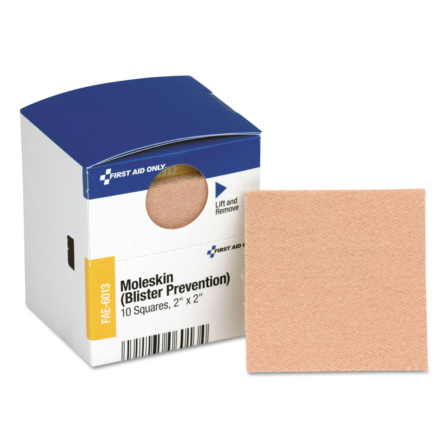 First Aid Only FAOFAE6013 SmartCompliance Moleskin/Blister Protection, 2" Squares, 10/Box
