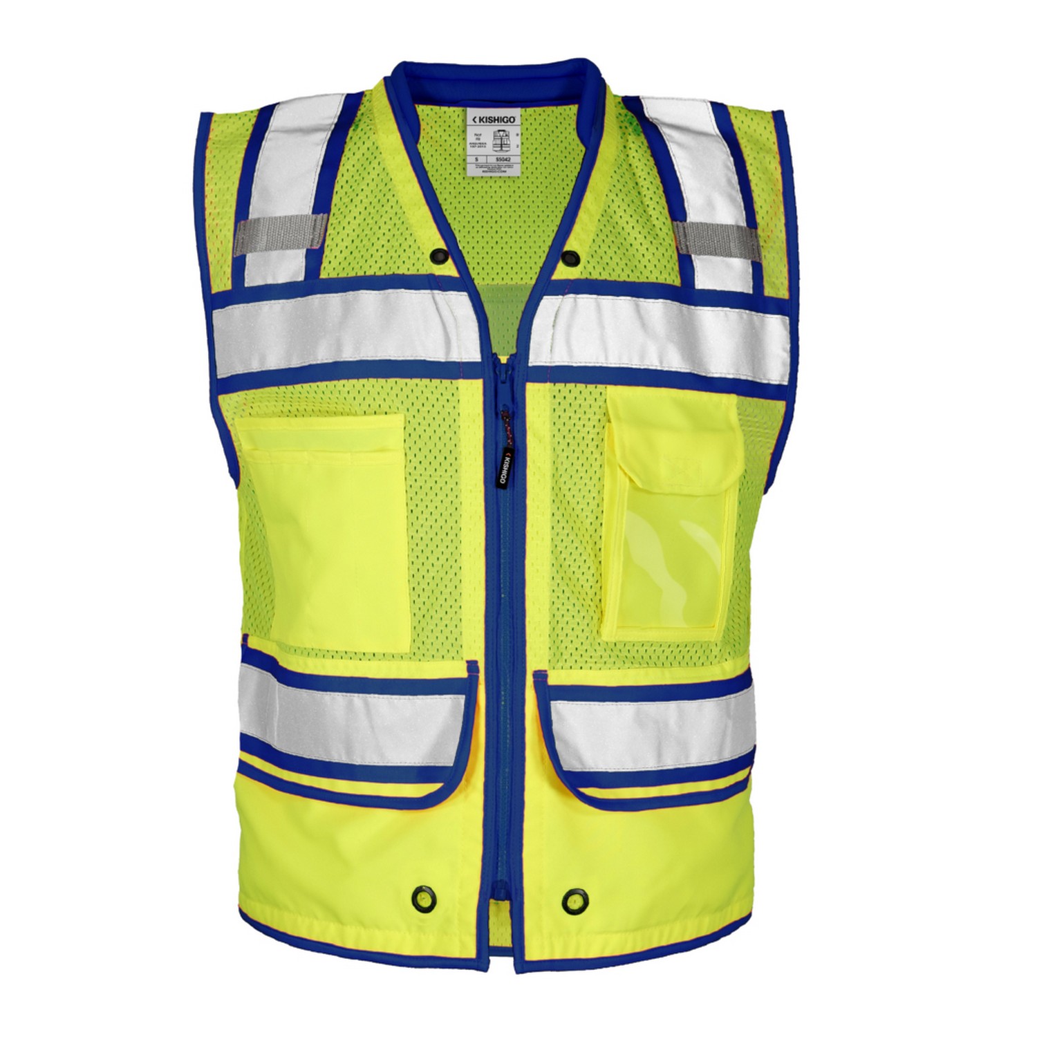 ML Kishigo S5042 Color Blue Performance High Lime/Royal Surveyors Vest Contrast