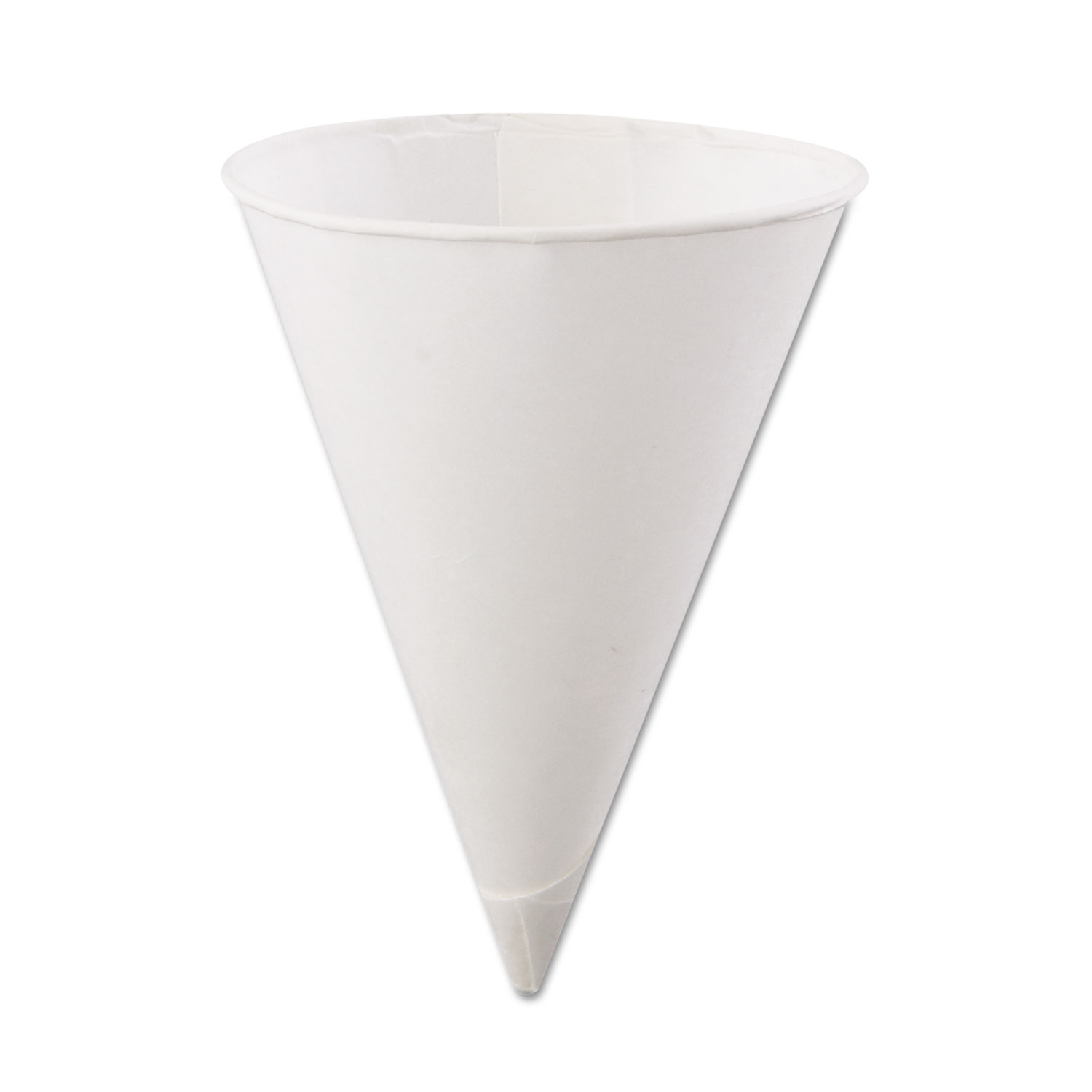 Konie KCI45KRPK Rolled Rim Paper Cone Cups, 4.5oz, White, 200/Bag