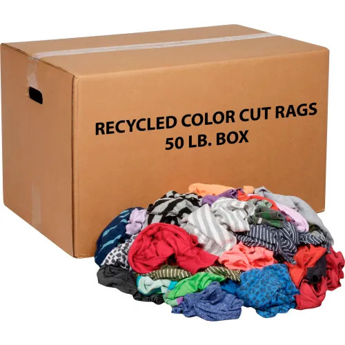 JEM5100-25 T-Shirt Rags, Multicolored, Multi-Fabric, 25 lb/Box
