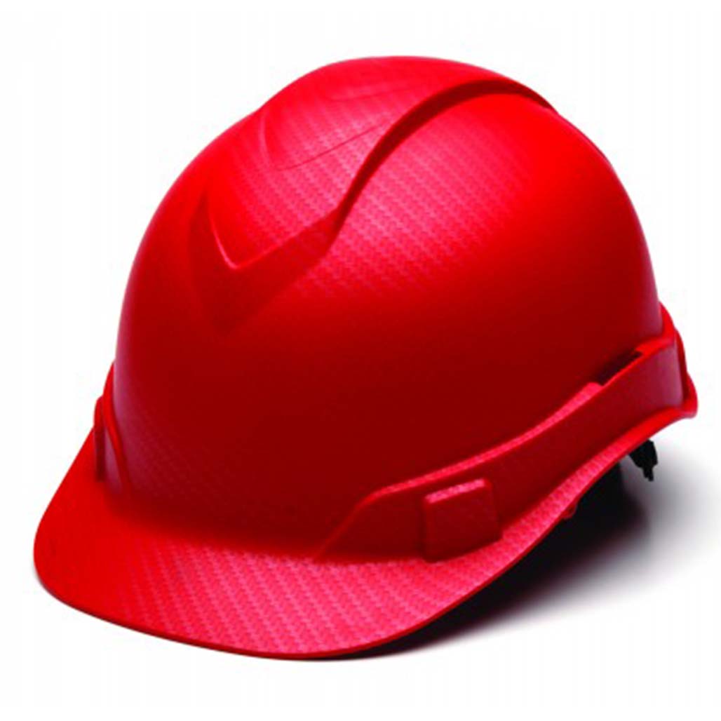 Pyramex Safety HP44121 Ridgeline Hard Hat Graphite Red Cap Style 4 Pt Ratchet Suspension