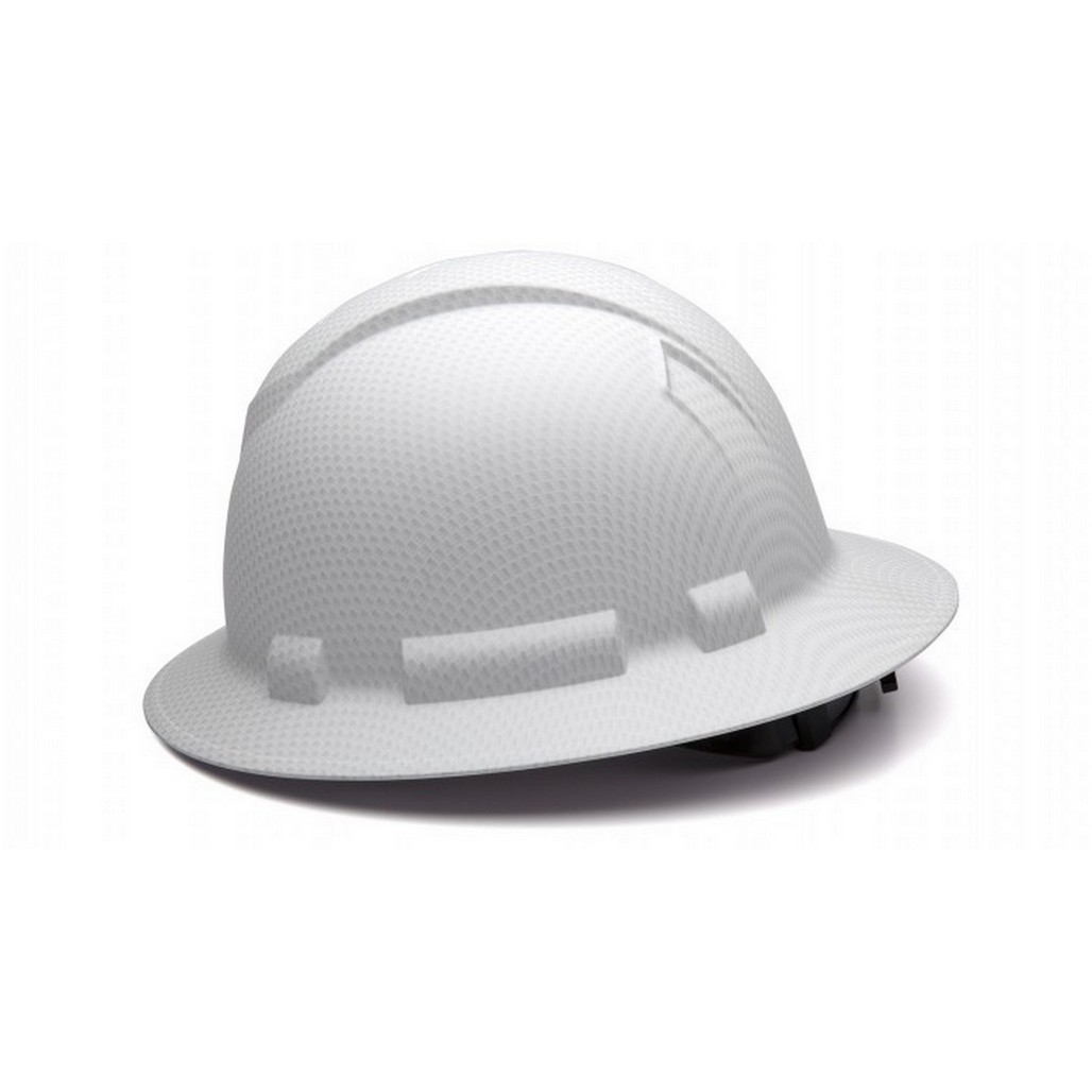 Pyramex Safety HP54116 Ridgeline Full Brim 4 Point Ratchet Matte White Graphite Hard Hat