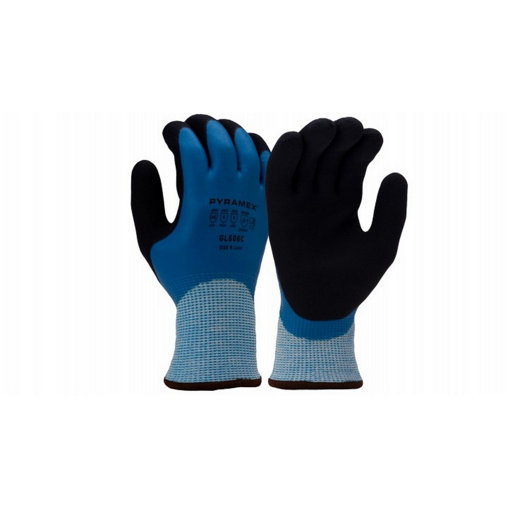 Pyramex Safety GL506C Full Dip Sandy Latex 13 Gauge A5 Cut Resistant Glove