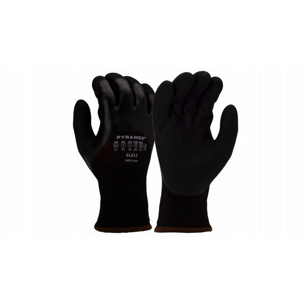 Pyramex Safety GL611 3/4 Dip Sandy Latex 13 Gauge Glove