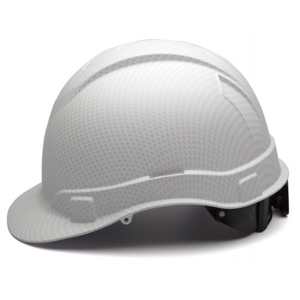 Pyramex Safety HP44116 Ridgeline Cap Style Matte White Graphite Pattern 4 Pt Ratchet Hard Hat