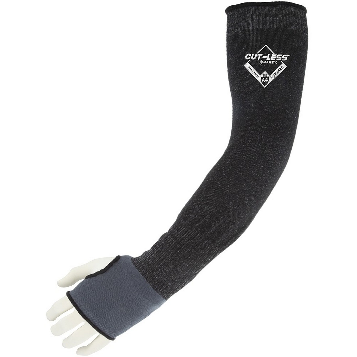 Majestic Glove 3142-18TH Tapered 18" Black Cut Resistant Sleeves made with KorPlex