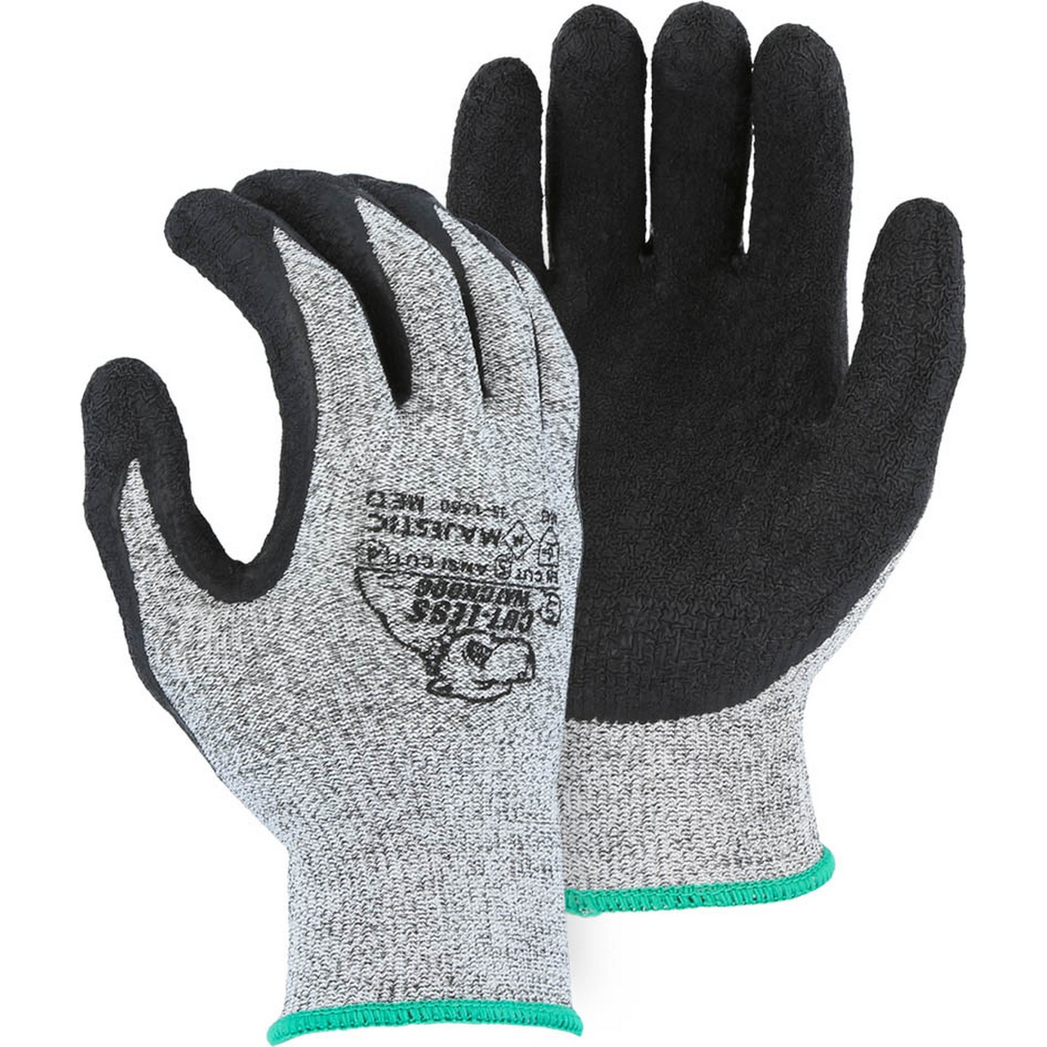 Majestic Glove 35-1550 Cut-Less Watchdog Knit Glove w Crinkle Latex Palm