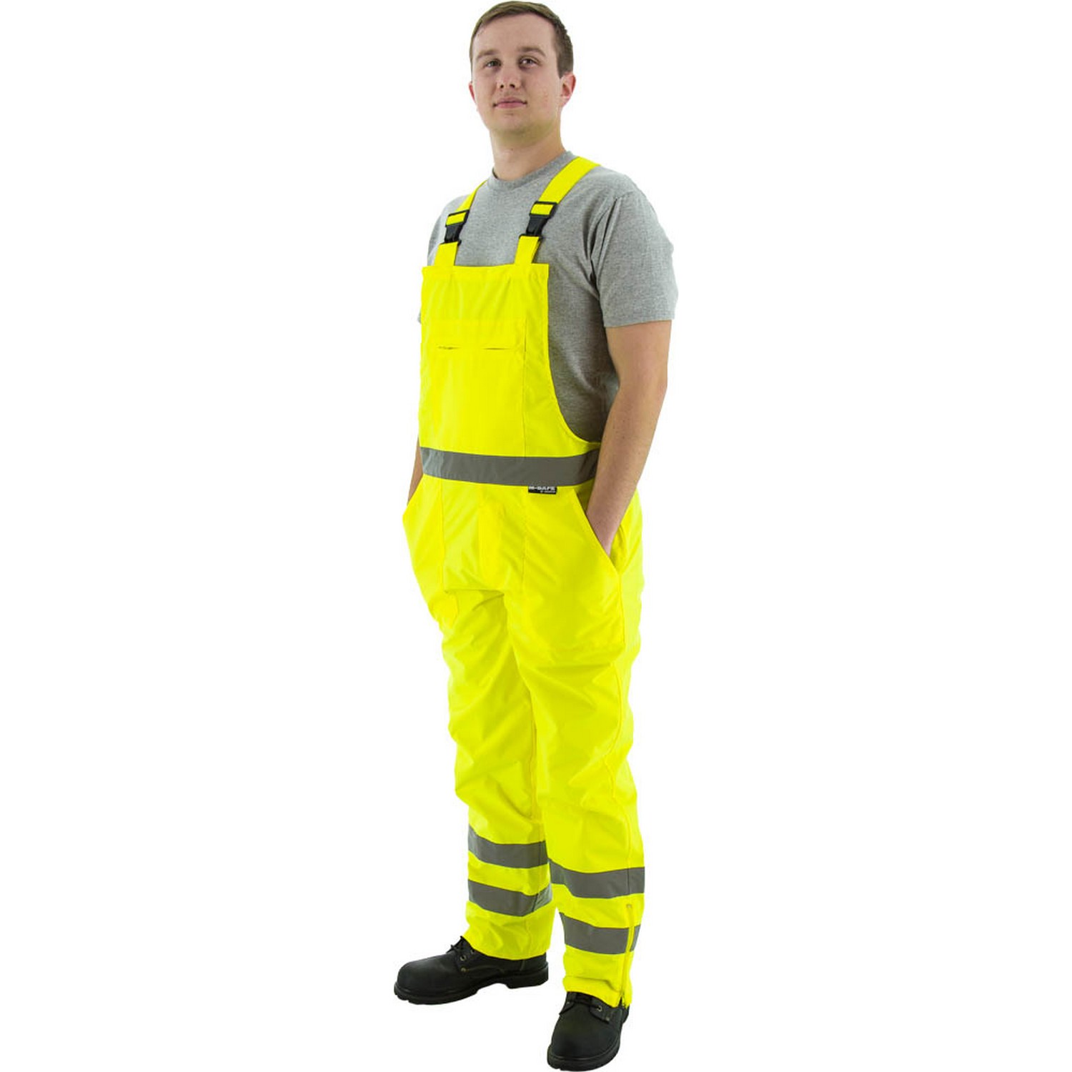 Majestic Glove 75-2353 Hi-Viz Waterproof Bib Overall, ANSI E