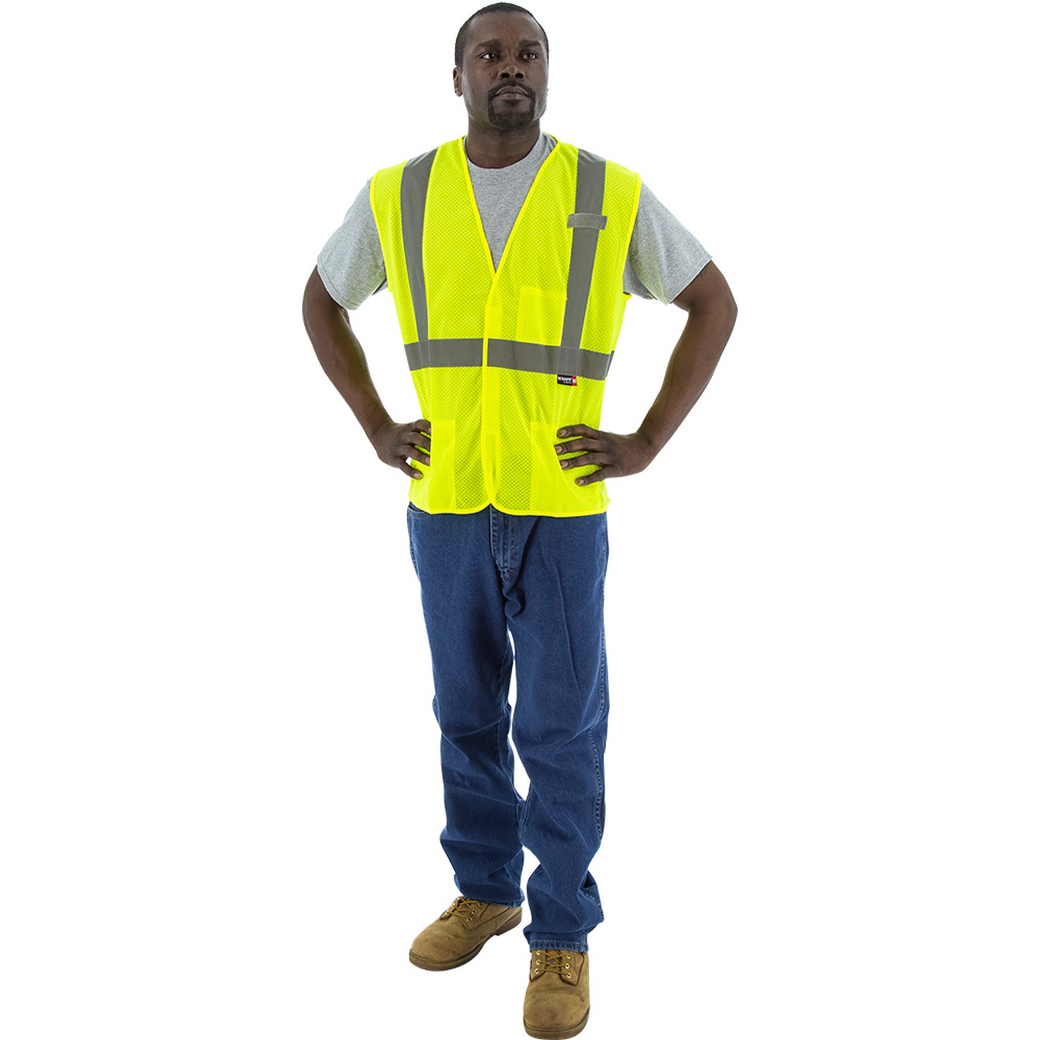 Majestic Glove 75-3203 Hi-Viz Mesh Vest, ANSI 2