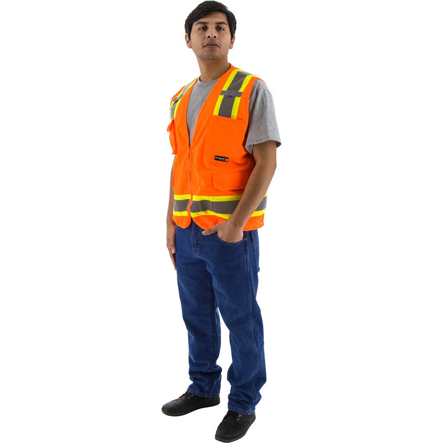 Majestic Glove 75-3224 Hi-Viz Surveyors Vest w DOT Striping, ANSI 2