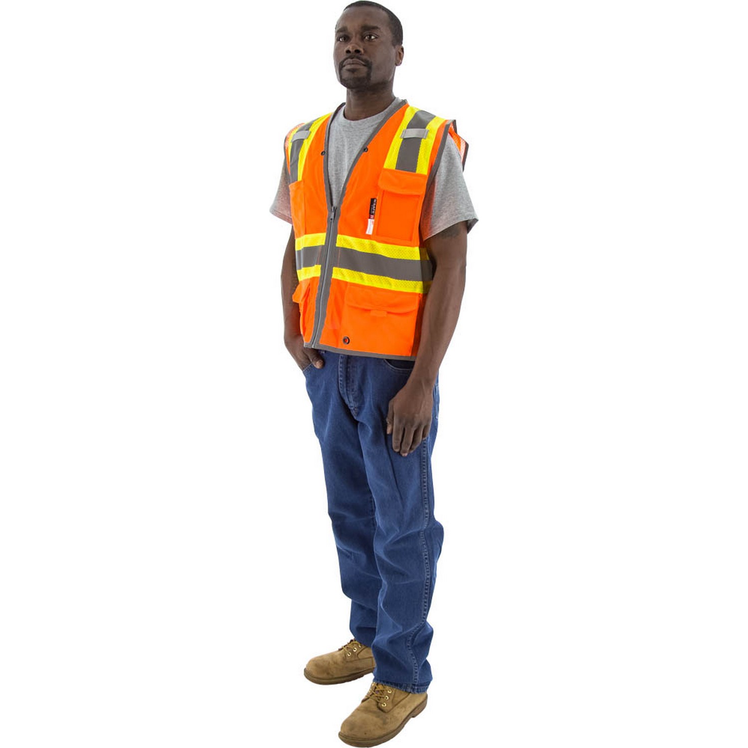 Majestic Glove 75-3226 Hi-Viz Vest w DOT Striping and D-Ring Pass, ANSI 2