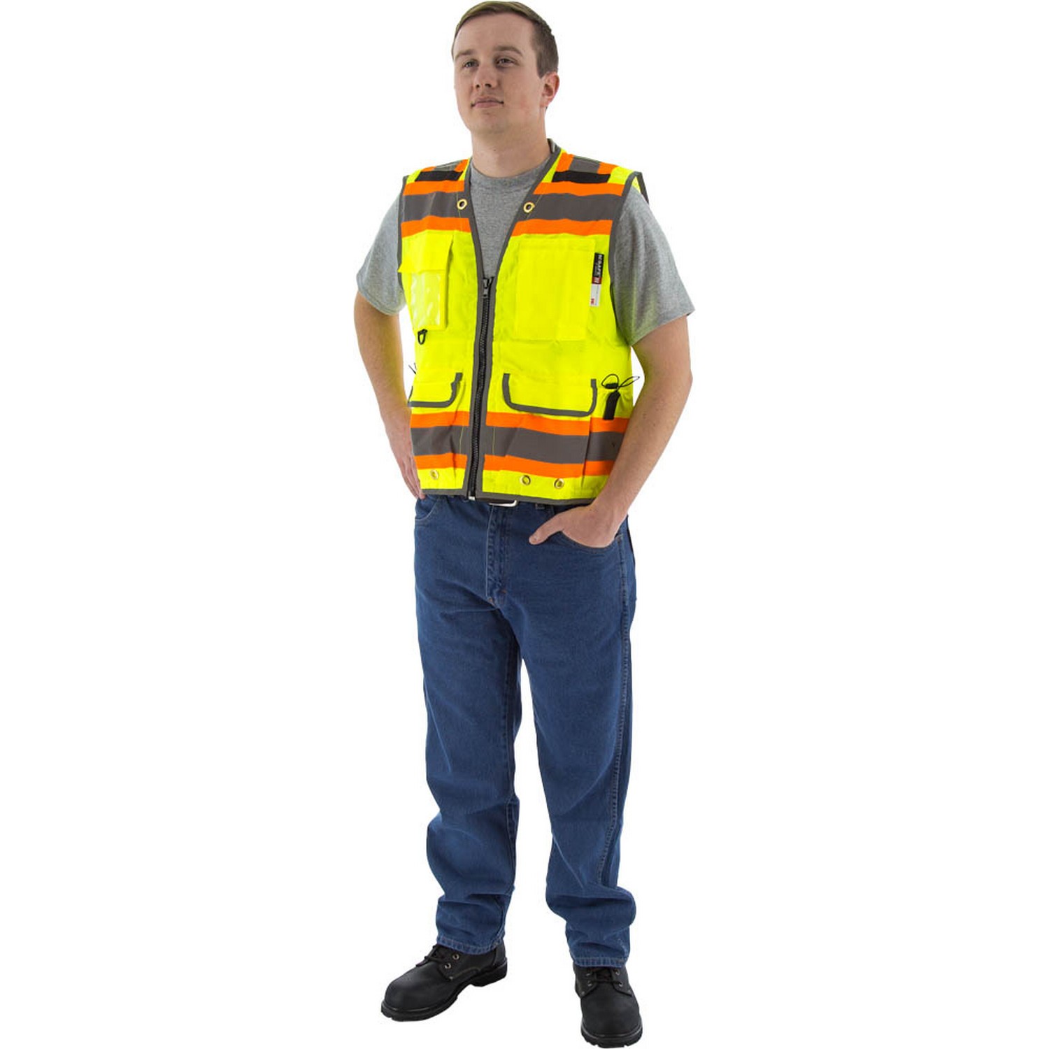 Majestic Glove 75-3235 Hi-Viz Heavy Duty Vest w DOT Striping, ANSI 2