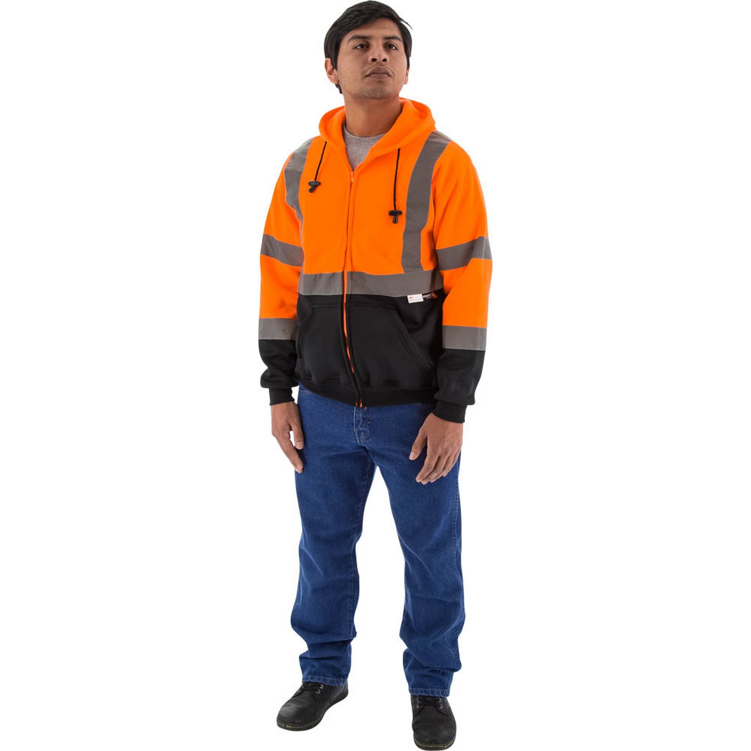 Majestic Glove 75-5326 Hi-Viz Hooded Sweatshirt with Zipper Closure, ANSI 3