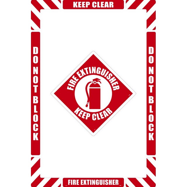 National Marker Company WFK07 36"X24" Textured Walk-On Fire Extinguisher Floor Marking Kit