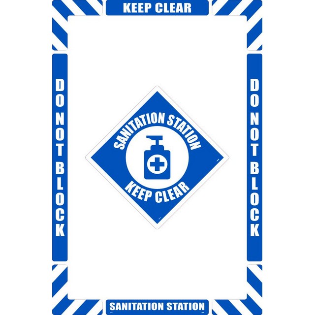 National Marker Company WFK12 36"X24" Textured Walk-On Sanitation Station Floor Marking Kit