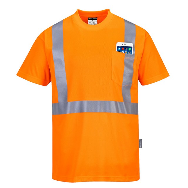 Portwest S190 Hi-Vis Pocket T-Shirt Orange