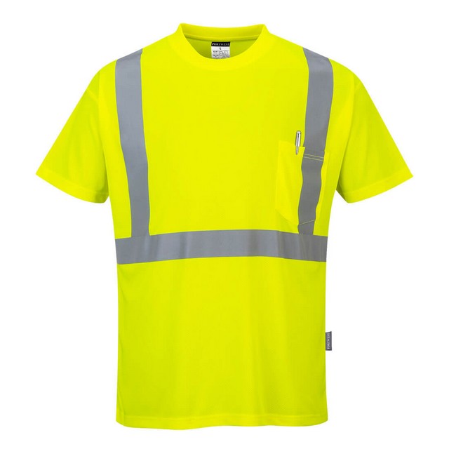 Portwest S190 Hi-Vis Pocket T-Shirt Yellow Tall Sizing