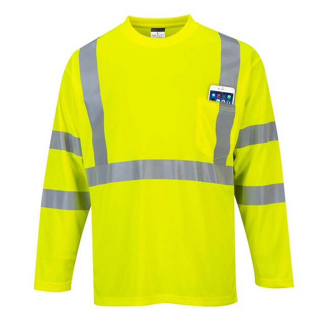 Portwest S191 Hi-Vis Long Sleeved T-Shirt Yellow Tall Sizing